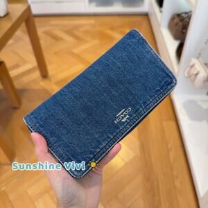 NWT Coach Long Zip Around Wallet In Denim CAO79 Silver /Indigo